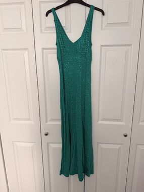 Sleeveless Teal Maxi Dress with V-Neck